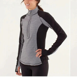 Lululemon Run: U-Turn Pullover Mini Check Pique Black White Sz 10/12 Reversible